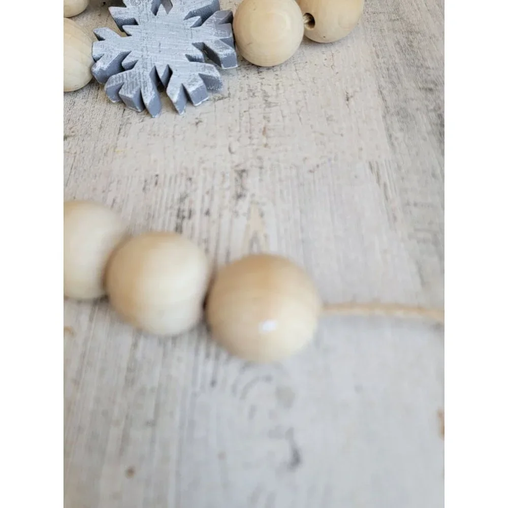 Wooden‎ snowflake Garland home decor hanging Xmas figure Gray